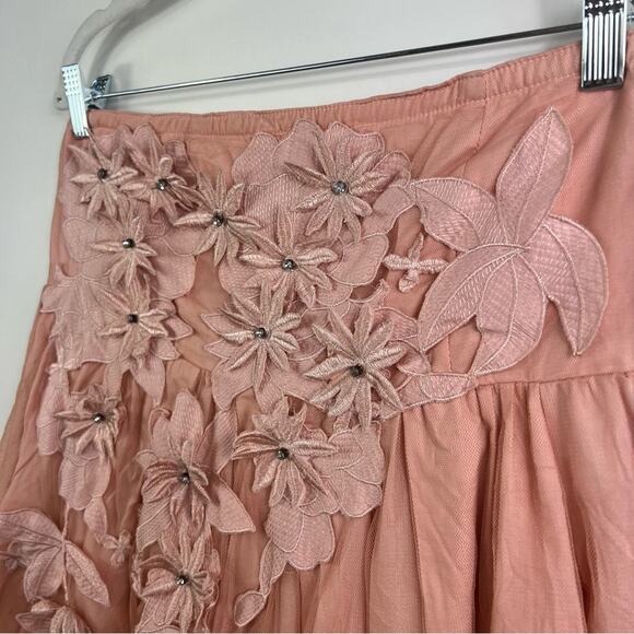 RYU New Strapless 3D Floral Applique Rhinestone Mini Dress Large Mesh Fairy - Picture 7 of 14